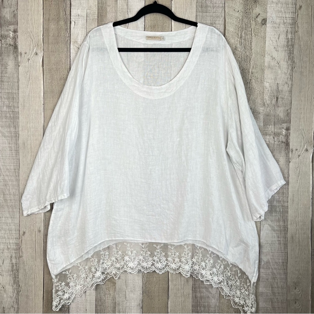 STELLA MARTINI Linen Tunic Top SZ 3XL
White Lagenlook Made Italy Embroidered